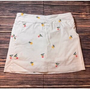 Zac & Rachel Skirt Womens 16 White Floral Embroidered Stretch Mini Pockets